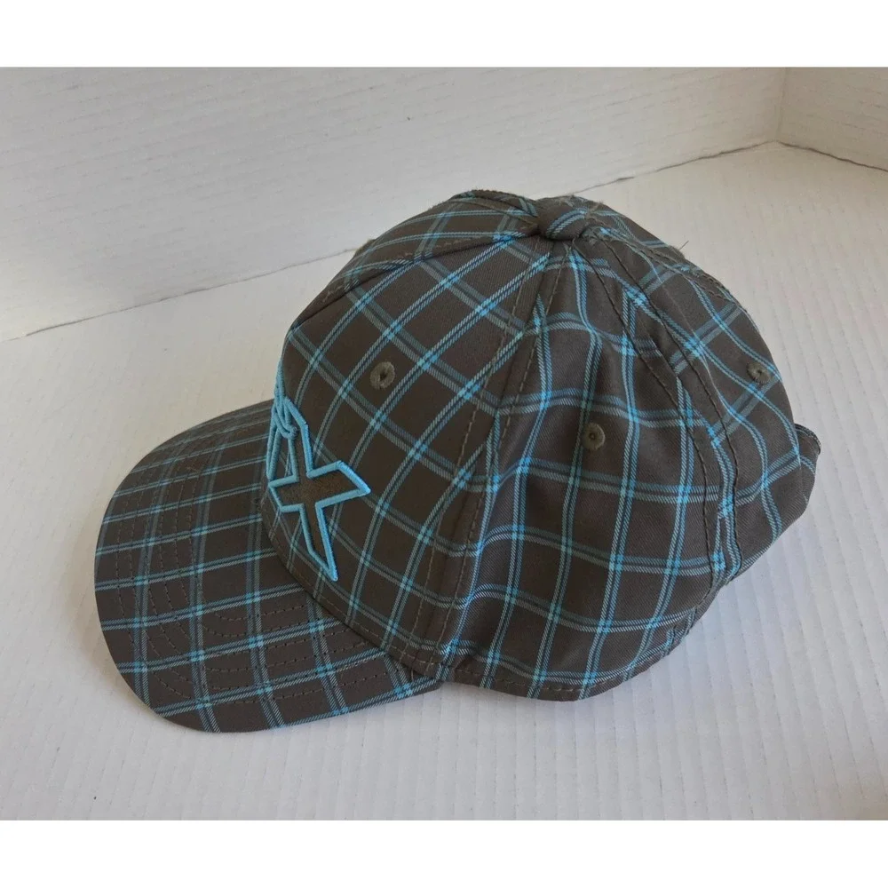 WRANGLER‎ 20X Blue and Gray Embroidered Plaid Baseball Hat Cap Adult